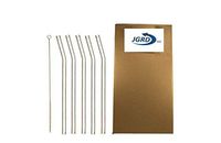 Drinking Straws Glass by JGRD, Reusable, Shatter Resistant, Bent with Cleaning Brush, 9" X 10mm, 5 Pack, Hand Made, Durable Reusable Straw, Perfect for Smoothies, Tea, Juice, Water, Essential Oils,