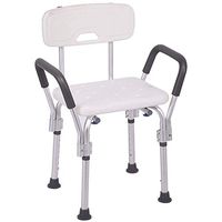 RXRENXIA Shower Bath Chair with Backrest,Perching Stool with Arms, Multi Use - Adjustable Height with Removeable Armrests and Padded Seat and Back,Shower Perching Stool