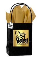 Black & Gold 31st Birthday/Anniversary Cheers Themed Medium CUB Party Favor Gift Bags with Tags -12pack