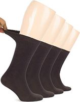 Hugh Ugoli Women's Bamboo Diabetic Crew Socks With Seamless Toe, 4 Pairs, Dark Brown (Shoe Size: 9-12)