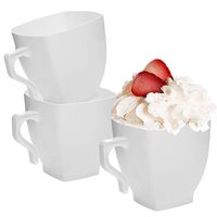 Disposable Coffee Cups - 240 Pcs Plastic Tea Cups - 2 oz Hard Plastic White Coffee Mugs - Reusable Drinking Tumblers - Bulk Tea Party Glass Set for Wedding, Christmas, Birthday Parties & All Occasions