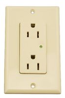 Leviton 5280-I 15-Amp, 125-Volt, Decora Plus Duplex Receptacle, Straight Blade, Industrial Grade, Self Grounding, Surge with Indicator Light, Ivory