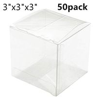 50 Pack 3 x 3 x 3" PET Transparent Clear Wedding Favor Boxes Gift Boxes for Wedding, Party, Birthday Presents, Candy, Cupcakes, Jewelry