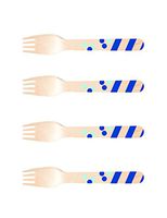 Perfect Stix-Sucre Shop Dots and Stripes Blue-20ct Wooden Cutlery Forks with Polka Dot and Stripes Print - Aqua and Royal Blue (Pack of 20)