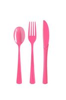 Exquisite 150 Pack Cerise Plastic Utensils Heavy Duty Cutlery Set 50 Plastic Forks 50 Plastic Spoons 50 Plastic Knives Perfect Plastic Silverware Party Pack Set for all occasions