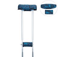 Crutch Pads Underarm Pad for Crutch with Crutch Hand Grip Covers Fits Most Standard Sized Crutches, Comfortable Crutch Accessories Underarm Pad and Hand Grips Cover to Relieve Pressure (Blue Geometry)
