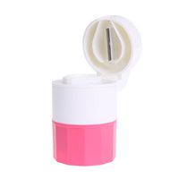Multifuction Pill Box - 1 Piece Multi Purpose Pill Medicine Crusher Grinder Splitter Tablet Divider Cutter 4 Layer Storage Box Refillable Container Pink