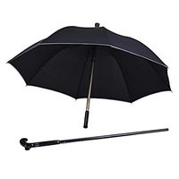 SJY Crutches Umbrella Multifunction Strengthen Reinforcement Elderly Long Handle Umbrella Outdoor Separable Non-Slip Trekking Pole Thick and Windproof Umbrella,Black