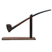 #83 Extra long brown smooth churchwarden tobacco smoking pipe with stand from Golden Pipe (Poland)