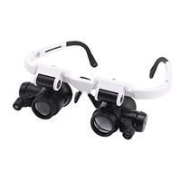 Aon-MX Headband Magnifying Glass, LED Lamp Medical Binocular Glasses Magnifying Glass Repair Detection Old Man Reading Mirror White Lupe