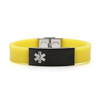 BAIYI Silicone Sports Medical Alert ID Bracelet Yellow for Unisex Children 5-8in (Free Engraving)