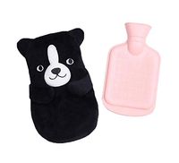 Rubber Water Bottle with Soft Fleece Cover for Hot or Cold Therapy, Cute Dog Pattern
