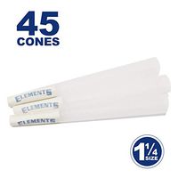 Elements 45 1 1/4 Rice Cones - W Gallery Box - Ultra Thin 1.25 84mm Pre Rolled Cones, 26mm Filter Tips, Natural White Unbleached Unrefined Rolling Papers, Bulk Pack Bundle