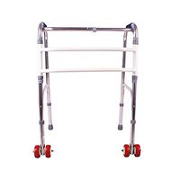 LHQ-HQ Walking Frame, Folding Lightweight Rollator, Adjustable Foldable Stainless Steel Walking Frame Walker Mobility Aid Medical Equipment (Wheeled) Non-Slip Walking Stick with Hospital