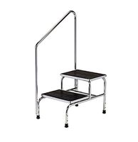 Chrome two-step step stool with handrail