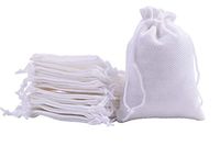 Sansam 50pcs 10x14.0cm/4.0''x5.6'' White Color Drawstring and Lining Burlap Bags,Hemp/Hessian Bags, Jewelry Pouches, Wedding Favors, Jewelry Packing, Gift Bags