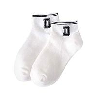 Putars Ready Stock 1 Pair of Korea Fashion Women Double Lines Letter Comfortable Socks