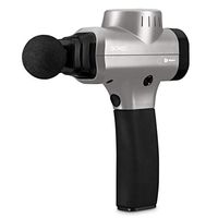 Sonic Handheld Percussion Massage Gun - Deep Tissue Massager for Sore Muscle and Stiffness - Quiet, 5 Speed High-Intensity Vibration - Quick Rechargeable Device - Includes 5 Massage Heads (Silver)