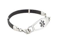 Women's Medical Alert ID Bracelet Custom Engraving Included - Interchangeable, Stainless Steel - Triple Skyway, 7.75" Black