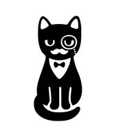 JS Artworks Tuxedo cat w/Monocle Vinyl Decal Sticker (Black)