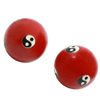 1.85'' Chinese Yin Yang Baoding Balls Healthy Massage Handballs Exercise Stress Balls with Chimes Collection BS144 (L, red)