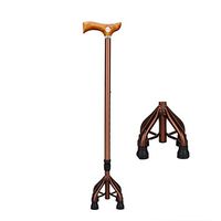 UPANV Height-Adjustable Walking Stick with Four-Foot Anti-Slip Four-Foot Walking Crutches Made of Aluminum. Scalable Walking Stick for Seniors and The Disabled,Flashcopper