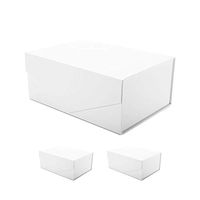 PACKHOME 3 Gift Boxes 9.5x7x4 Inches, Bridesmaid Boxes, Rectangle Collapsible Boxes with Magnetic Lids for Gift Packaging (Matte White, Grid Pattern）