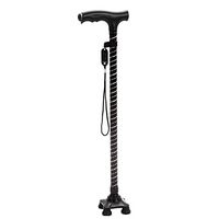 cane Walking Stick Lightweight Aluminum Alloy with LED Light Ergonomichandle Non-Slip Base(72.5-95Cm) HOJZ,Black