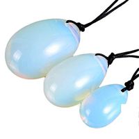 Natural Crystal Egg Yoni Eggs Rose Quartz Lapis Lazuli Cat's Eye Moonstone Meditation Eggs Massage Tool Pelvic Kegel Exercise Vaginal Tightening Ball for Health Care Tool (Moonstone 3pcs)