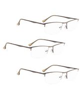 READING GLASSES 3 pack Half-Rim Metal Readers (Gunmetal, 2.00)