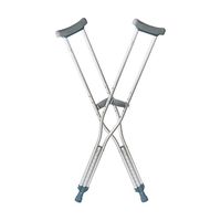 DMI Lightweight Push-Button Adjustable Aluminum Crutches with Pads, Tips and Handgrips Accessories, Child 3’4” to 3’10”, Silver and Gray
