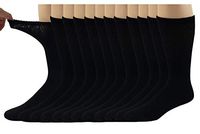 Different Touch 12 Pairs Physician Approved Therapeutic Loose Fit Diabetic Socks (Black/Crew, 10-13 / Fit Men's Shoe 7-12)