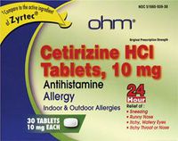 Cetirizine Hci Antihistamine 10 mg 30 Tabs