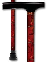 Walking Cane T Handle Derby Aluminum Adjustable with Red Cardinal Bird Design Men or Women