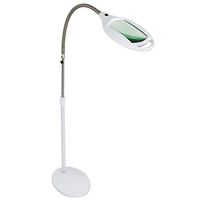 Oteymart Magnifying Lamp 42 LED Lighted Magnifying Glass Floor Lamp Lens Height Adjustable Gooseneck Free Standing Lamp for Reading Full Spectrum