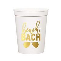 Beach Bach, Beach Bachelorette Party, Metallic Gold and White Stadium Cups, Aviators