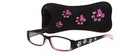 Select-A-Vision Dog Bone Rectangular Reading Glasses w/Pawprint Design, Pink, 2.50