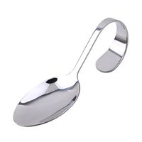 Meolin Creative Stainless Steel Long Handle Coffee Drink Dessert Spoons Fork Tableware for Home,Silver curved tip handle,4.921.971.77in
