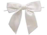 12 White 5" Tied Satin Bows 6" Twist Ties 1-1/2" Ribbon All Occasion Crafts Gift Party Supplies tokocathy