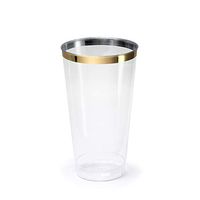 " OCCASIONS" 200 pcs Wedding Party Disposable Plastic tumblers Cups (16 Oz, Gold Rimmed Tumbler)