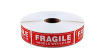 1" x 3" Fragile Stickers Handle with Care (500 Stickers (1" Core Roll))