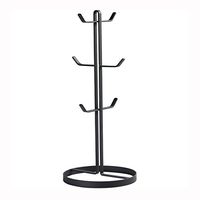 He Xiang Firm Wrought Iron Cup Holder Drain Rack Round Bottom Mug Rack Coffee Cup Holder 6 Home Creative Multi-Functional Rack (Color : Black)