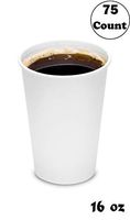 16oz White Paper Coffee Cups - (75 Count) by EcoQuality - Disposable Coffee Cups - Hot Drink, Tea, Coffee, Cappuccino, Hot Chocolate, Chai, Chai Latte