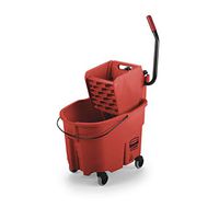 Rubbermaid Commercial WaveBrake 2.0 35 QT Side-Press Mop Bucket and Wringer, Red (FG758888RED)