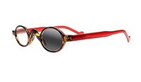 Mini Round Oval Happy Readers Transition Photochromic Reading Glasses UV400 Sunglasses (Red, 3.0)
