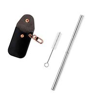 Reusable Straws, Expandable (Twist and Pull) and Retractable Stainless Steel Straws Metal Drinking Straws Ultra Long 8.6 inch Eco-Friendly FDA Approved with Keychain and Easy Cleaning Brush (Black)