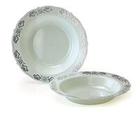 " OCCASIONS" 40 Bowls Pack, Vintage Party, Disposable Wedding Party Plastic Bowls (10 oz Soup Bowl, Portofino in Subtle Green & Silver)