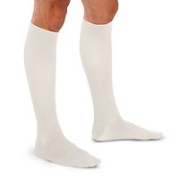 Therafirm Men's Trouser Socks - 20-30mmHg Moderate Compression Dress Socks (White, Medium)