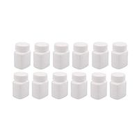 12PCS 60g Empty Refillable Plastic Square Medicine Bottles Storing Pill Tablet Container Holder Convenient Case Box Portable Travel/Bottles (White)