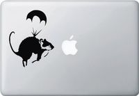 Yadda-Yadda Design Co. Parachute Rat - Vinyl Laptop or MacBook Decal Sticker - (4.25" w x 5.5" h)(Black)